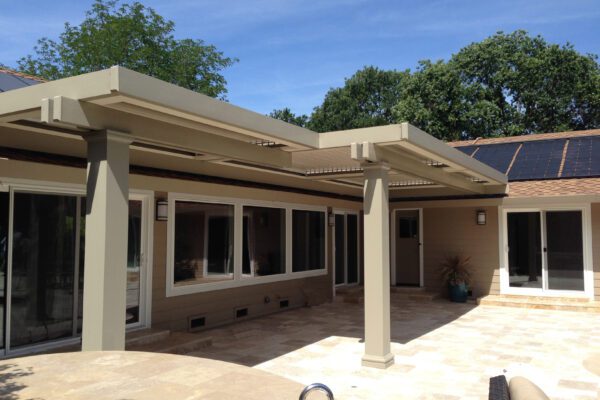 Installation of fiberglass patio columns at residential home in Sacramento, CA