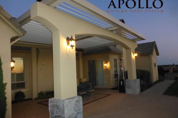 Apollo patio cover with stucco arch design in Roseville, CA