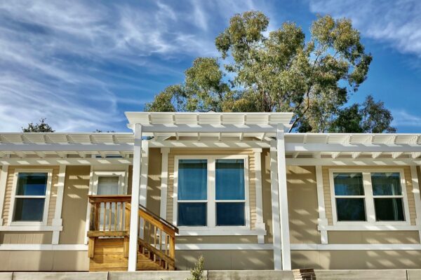 Decorative lattice patio cover design allowing filtered sunlight on a deck in Folsom, CA