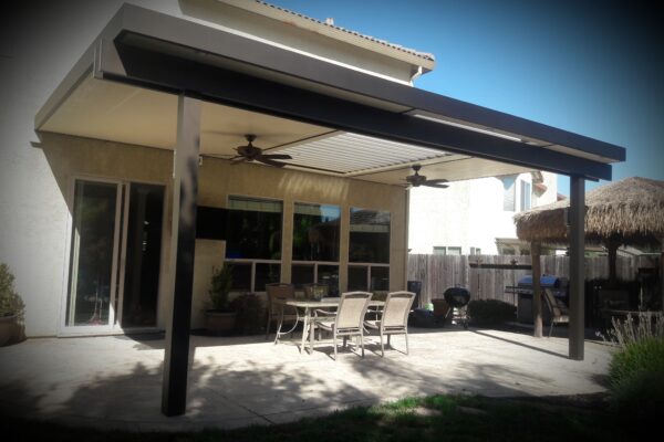 Solid Patio cover with standard posts installed in Roseville, CA