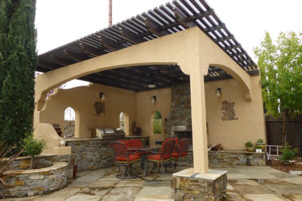 Custom columns installed with a lattice patio cover in Roseville, CA