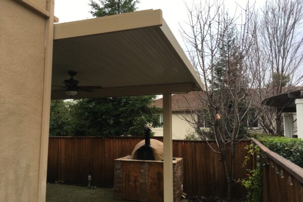 Solid Patio cover with flat aluminum Posts in Roseville, CA