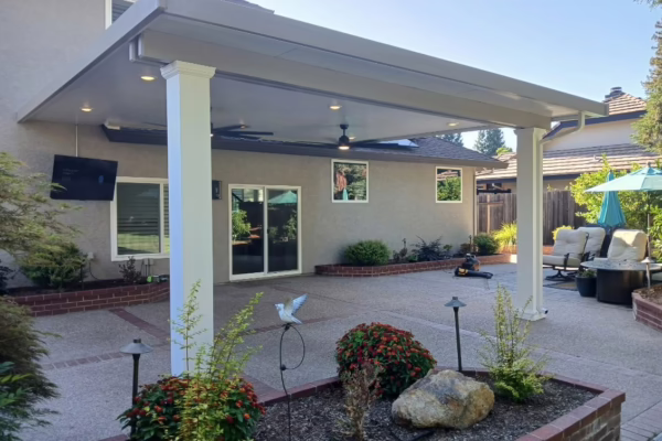 Solid Insulated Patio Cover with Square Columns in Fair Oaks, CA