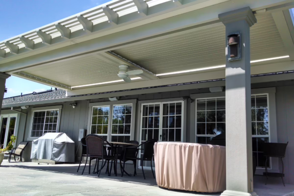 Solid Insulated Patio Cover with Square Columns in Fair Oaks, CA