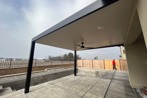 Solid roof Black extruded post Patio cover installed in Newcastle, CA