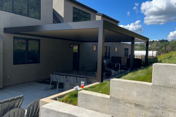 Rust-resistant extruded aluminum posts on residential patio installed in Roseville, CA