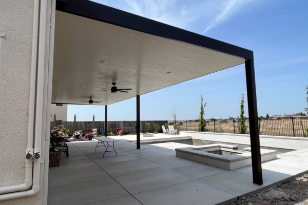 Solid roof Black extruded post Patio cover installed in Newcastle, CA