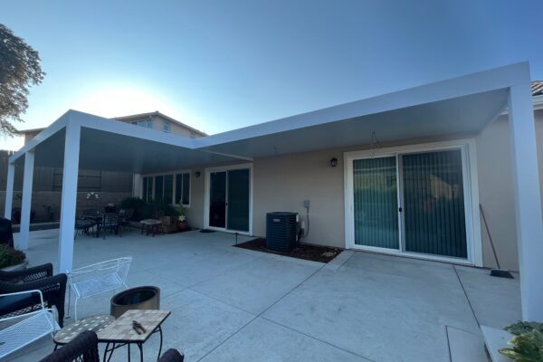 Sturdy aluminum support posts installed in custom patio project installed in Plumas Lakes, CA