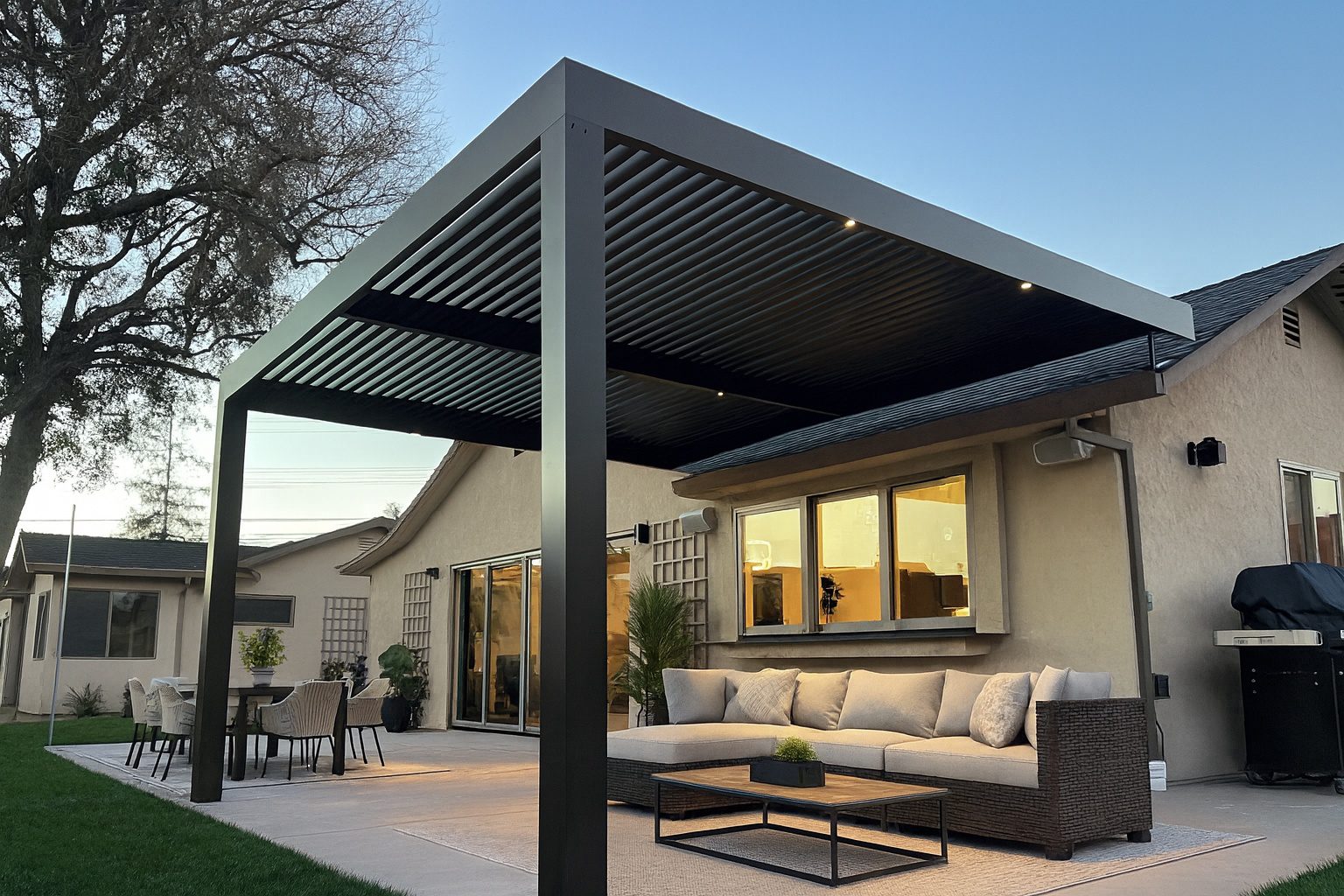 Black Lattice Patio cover with Extruded Aluminum Posts